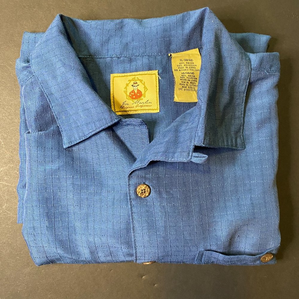 Joe Marlin Hawaiian Short Sleeve Blue Pocket Shirt